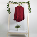 Fashinza - Maroon Embroidery Roll Tab Sleeve Shirt