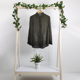Fashinza - Green Embroidery Roll Tab Sleeve Shirt