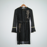 Fashinza - Black Round Neck Belted Dress