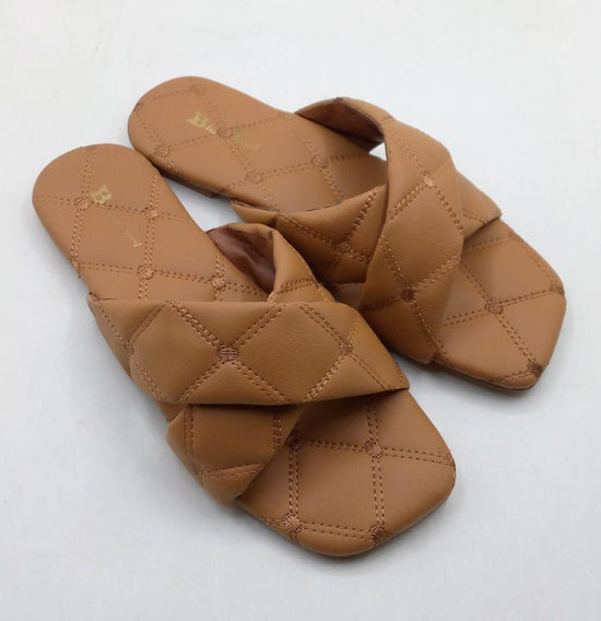 FashionHolic - Casual Shiny Slippers For girls Brown Square