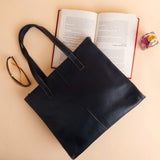 JILD -Everyday Women's Leather Zipper Tote Bag - Midnight Blue