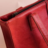 JILD - Everyday Women's Leather Zipper Tote Bag - CANDY RED