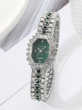 Shein - 1pc Fashionable Rhinestone Inlaid Diamond Shape Women's Bracelet Watch, Quartz Watch For Women