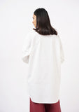 Nine90nine- Oversized Dip Hem Shirt - White