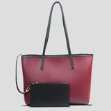 FAM Bags Tote - Burgundy with Detachable Pouch