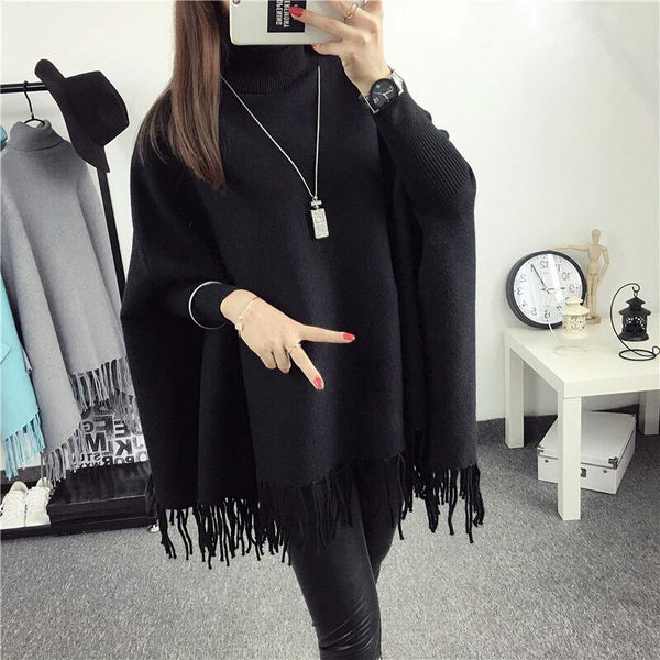 VYBE - Plain poncho Black -Free size