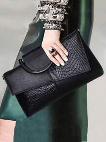Shein - Luxury Clutch Bag For Women, Crocodile Pattern Crossbody Handbag