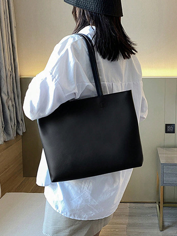 Shein - Fashionable & Simple Shoulder Bag Tote Bag Large Capacity School Bag, Literary Shopping Bag & Book Bag For Women Or Students, Perfect For Books,Shopping And More