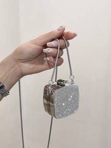 Shein - Mini Silver Shiny Acrylic Crossbody Earphone Bag