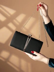 Shein - REMANLAND 1 Piece Luxury Simple Solid Color Plush Clutch Bag