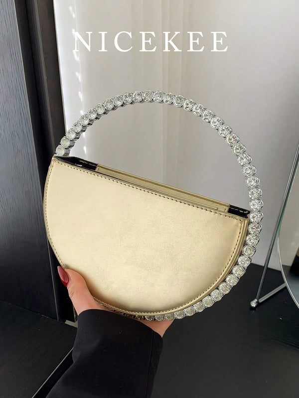 Shein - New Classic Luxury Style Women's Round Crystal Rhinestone Evening Bag