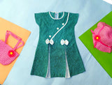 The Original - 1 Piece Green and White Kids Frock