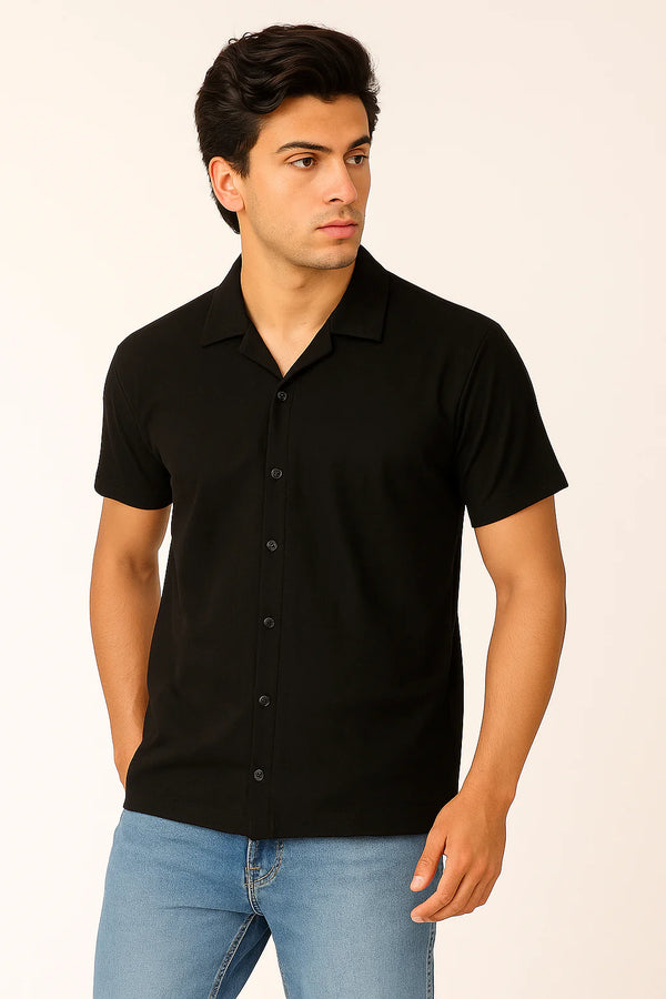 Vybe - Cuban Collar Polo - Black
