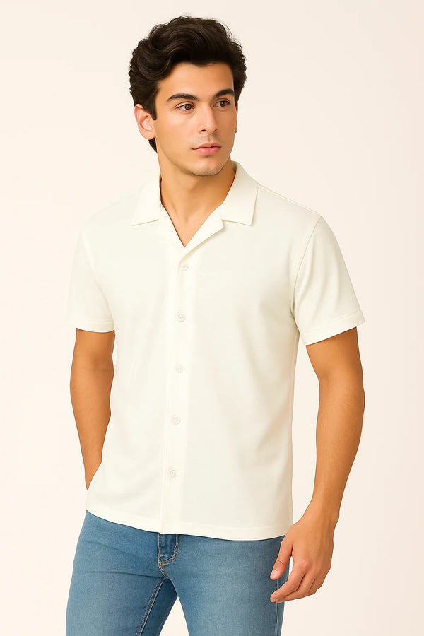 Vybe - Cuban Collar Polo - White
