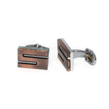 Cufflers - Vintage Copper and Silver Rectangle Cufflinks CU-1001 with Free Gift Box - Copper