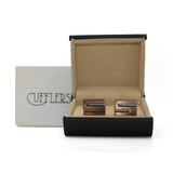 Cufflers - Vintage Copper and Silver Rectangle Cufflinks CU-1001 with Free Gift Box - Copper