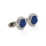Cufflers - Vintage Silver and Blue Cufflinks 1032 with Free Gift Box