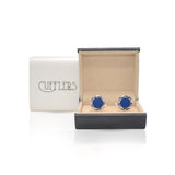 Cufflers - Vintage Silver and Blue Cufflinks 1032 with Free Gift Box