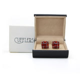 Cufflers - Modern Square Cufflinks CU-3001 with Free Gift Box - Red