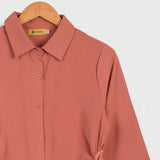 VYBE - Modest Button Down Top - Peach