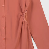 VYBE - Modest Button Down Top - Peach