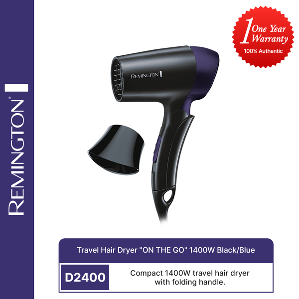 Remington- D2400 Travel Hair Dryer "ON THE GO" 1400W Black/Blue