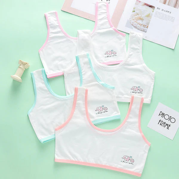Vybe - Pack Of 3 - Cotton Bra Vest For Girls Steel-Free Bra Non Padded Cartoon Vest Tank( Free Size)