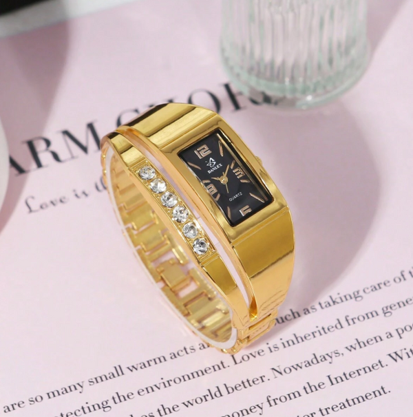 Shein - 1pc Luxurious Fashion Women's Gold Watch