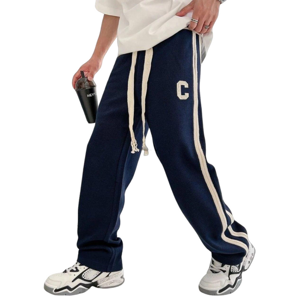 Vybe - Side Stripe Embroidery Trouser - Navyblue