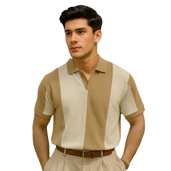 Vybe - Vintage Johnny Collar Polo - Beige