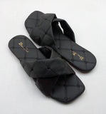 FashionHolic - Casual Shiny Slippers For girls Black Sqaure