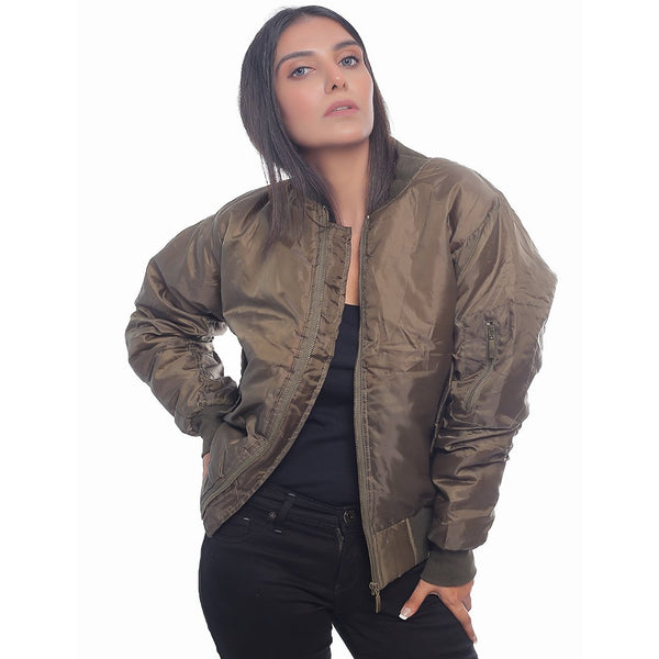 VYBE- Mock Zipper - Army Green