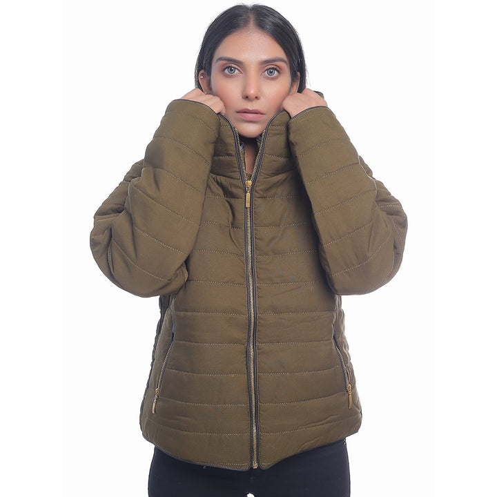 VYBE- Bubble With Hood Zipper- Army Green