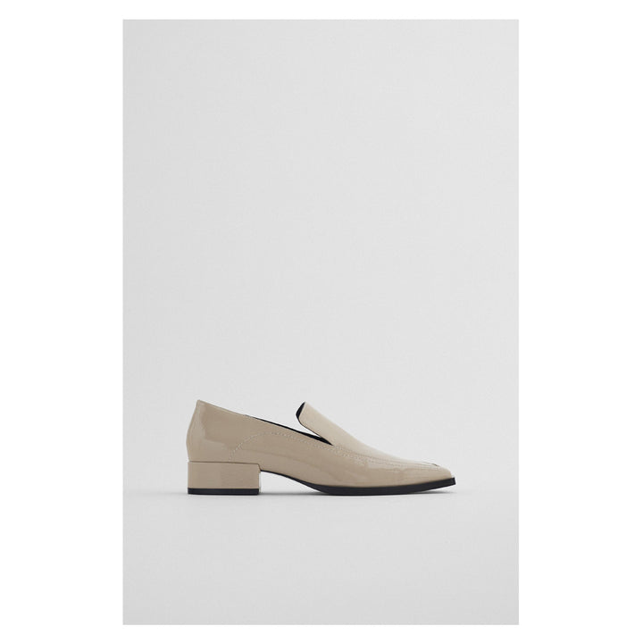 Zara- Low Heeled Squared Toe Patent Finish Shoes