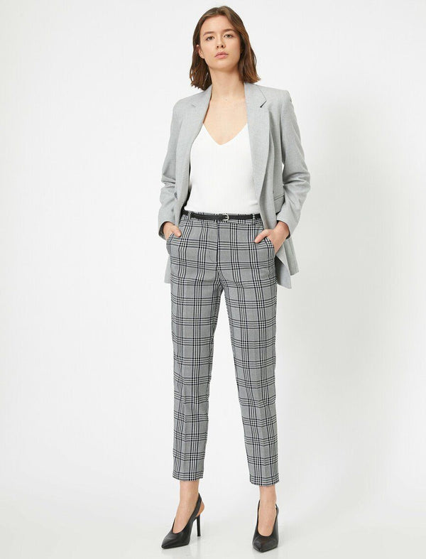KOTON Women Clothing Women Trousers Black Check S50