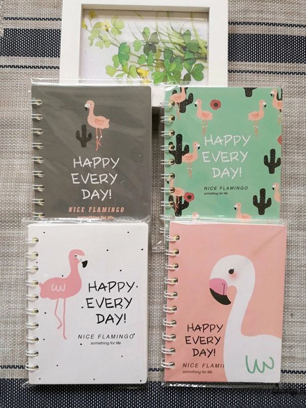Shein- Spiral notebook with flamingo print one piece
