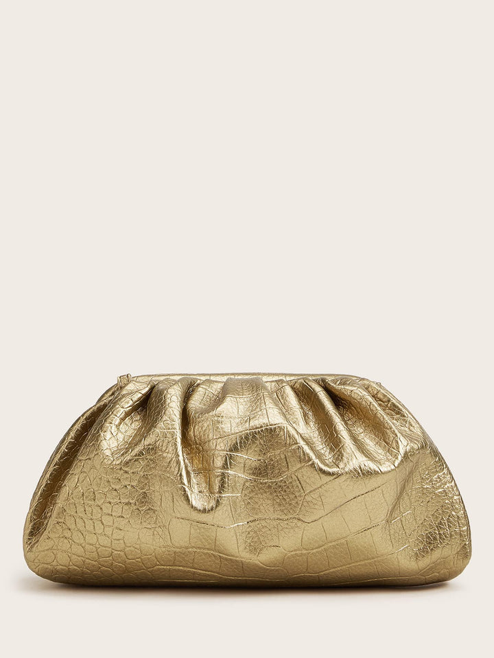 Shein- Croc Embossed Ruched Clutch Bag