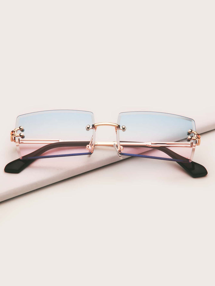 Shein- Square Rimless Sunglasses