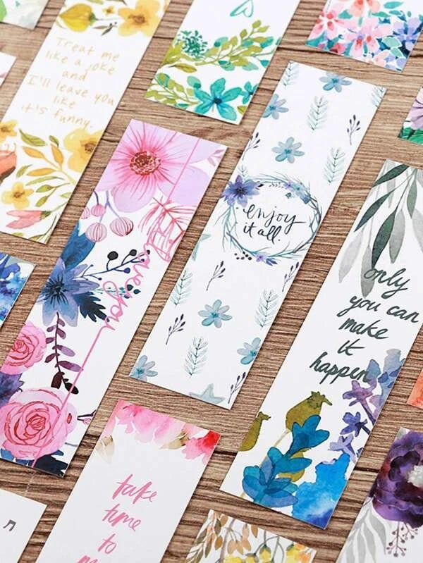 Shein- 30pcs Plant Print Random Bookmark
