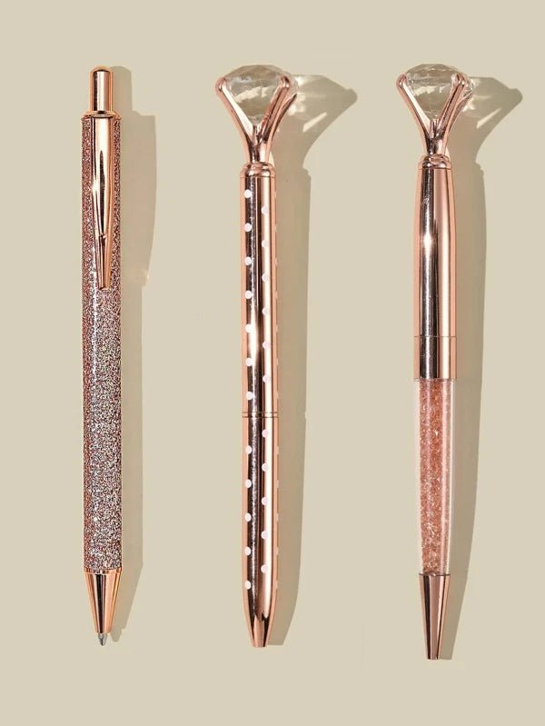 SHEIN 3-Piece Diamond Ballpoint Pen Set