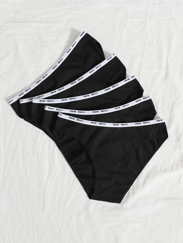 Shein- Solid Color 5-Piece Panty Set