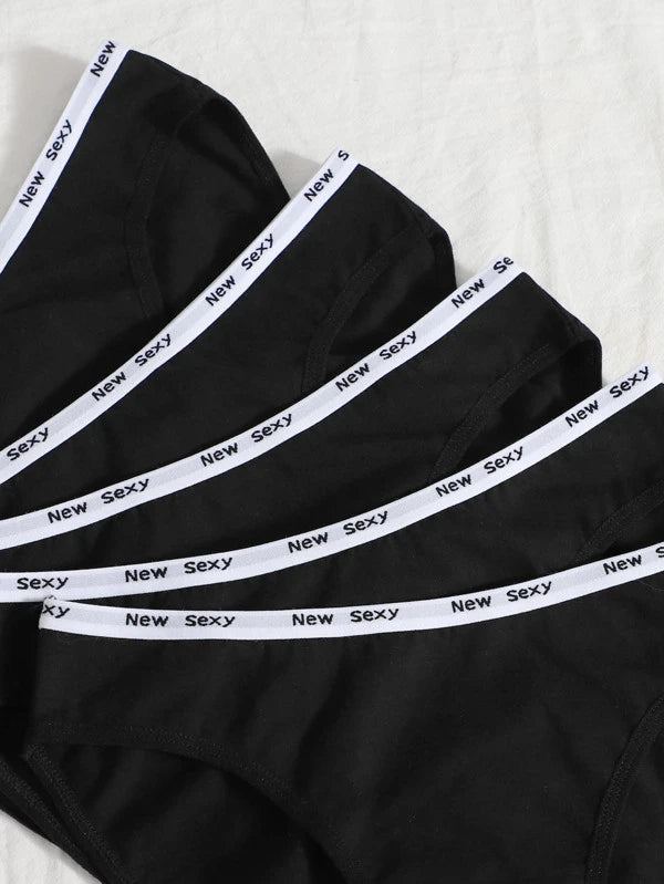 Shein- Solid Color 5-Piece Panty Set