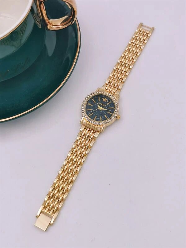 Shein- Starry Sky Dial Quartz Watch Decorated With Rhinestones