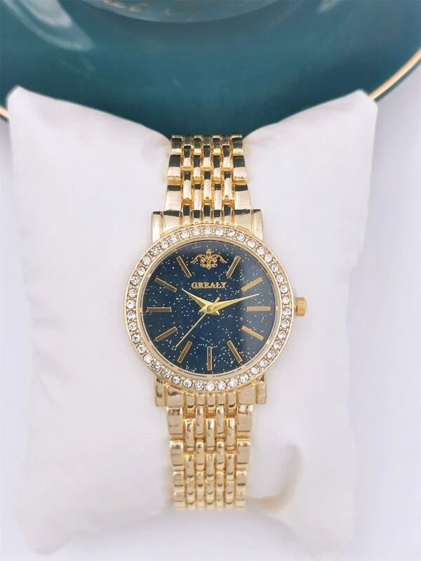 Shein- Starry Sky Dial Quartz Watch Decorated With Rhinestones