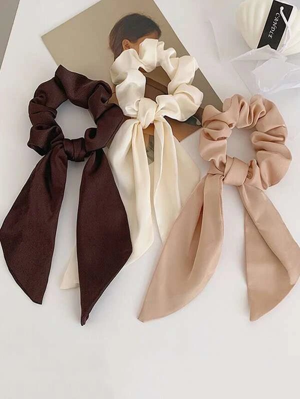Shein - Solid color hair tie scarf - 3 pieces