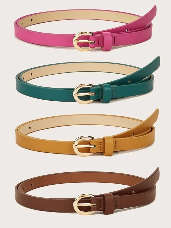 SHEIN Simplified belt with round buckle 4 pieces