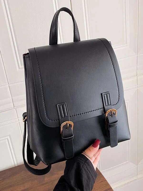 Shein - Backpack Double Buckle Flap Decoration