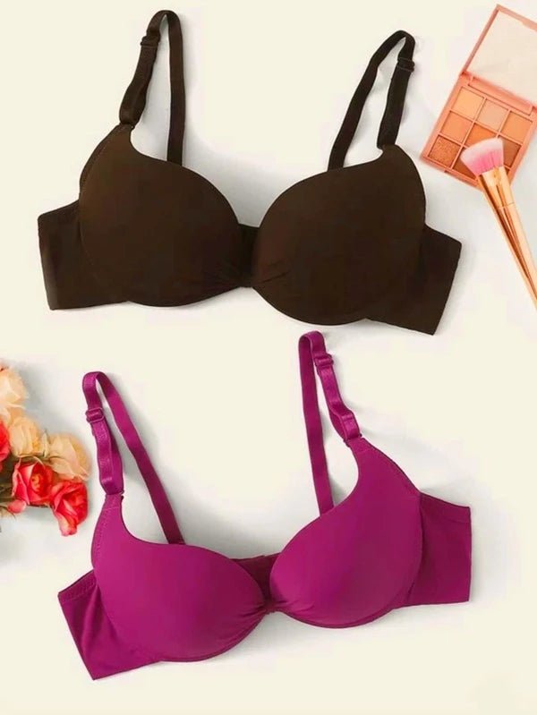 Shein Two-piece solid color lingerie bra set