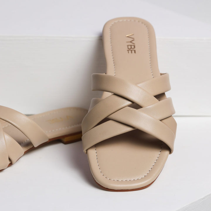 VYBE- Three Strap Slide-Beige