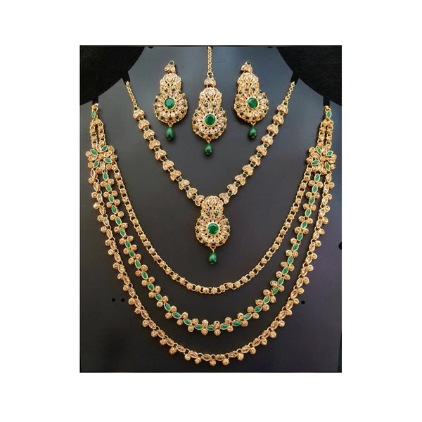 House Of Jewels- Gold and Green  Maala Set